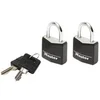 Image de Cadenas à clé Lot de 2 - Corps aluminium massif 20mm - Anse acier 3mm - Noir