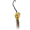 Image de balai de sorcière fleuri à suspendre 95cm orange - 22973