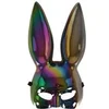 Image de masque lapin pvc rigide iridescent noir adulte - 23392
