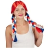 Image de 1 Perruque rouge France avec tresses tricolores: bleu, blanc et rouge REF/32579