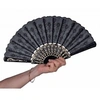 Image de Eventail Tissu Et Plastique Noir 45cm - Noir
