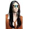 Image de 1 Perruque noire adulte avec cheveux lisses et tresses Hippie REF/68604 Accessoire de déguisement - Marque ptit clown