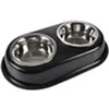 Image de Double bols en inox avec support en métal antidérapant - Noir - D14/9 x L 21 x l 14 cm