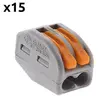 Image de - Lot de 15 bornes automatiques à cliquet S222 - 2 entrées - fils rigides et souples 4mm² max - Orange
