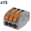 Image de - Lot de 15 bornes automatiques à cliquet S222 - 3 entrées - fils rigides et souples 4mm² max - Orange