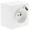 Image de Prise saillie 2P+T + USB 2,4A - blanc - Zenitech
