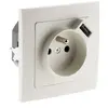 Image de - Prise 2P+T 16A encastrable + USB 2,1A - blanc