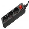Image de Multiprise 3 prises avec interrupteur noire - 1,5 m