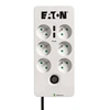 Image de Multiprise/Parafoudre - Protection Box 6 Tel USB FR - PB6TUF - 6 prises FR + 1 prise tel/RJ + 2 ports USB - Blanc & Noir