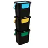Image de - Poubelle de Tri 3 Bacs Empilables "Recycle" 24L Noir