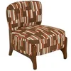 Image de - Fauteuil en chenille avec pieds en bois effet noyer CALIX - Marron - Calix
