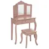 Image de Coiffeuse enfant + tabouret vieux rose Sissi - Rose