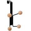 Image de - Patère de Porte "4 Boules" 18cm Noir & Naturel