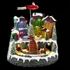 Image de Village de Noël avion du Père Noël et calèche lumineux et animé