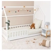 Image de Lit cabane 90x190 cm en bois sans matelas blanc Bosco