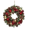 Image de Féérie Lights & Christmas - Couronne de Noël houx et étoiles à suspendre - D. 35 cm - Rouge et vert