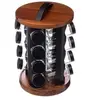 Image de - Présentoir à Epices Rotatif "Acacia" 16 Pots Naturel