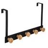 Image de - Patère en Métal & Bambou 5 Têtes 20cm Noir