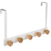 Image de - Patère en Métal & Bambou "5 Têtes" 20cm Blanc