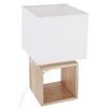Image de Lampe à poser carré en bois et tissu Pojo - Beige/Blanc - 18 x 18 x H 32 cm