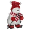 Image de Fééric Lights and Christmas - Ours avec Bonnet & Skis "Etoile" 40cm Blanc & Rouge
