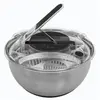 Image de Secret de Gourmet - Essoreuse à salade en inox - 3,5 L - Argent - Inox
