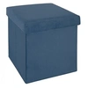 Image de Pouf pliant en velours bleu Tess