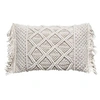 Image de - Coussin Macramé rectangulaire 30x50cm Palm avec franges - Blanc Ivoire - Palm