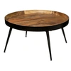 Image de Table Basse en Bois de Manguier et Métal D.70 x H 40 cm