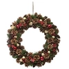 Image de Féérie Lights & Christmas - Couronne de noël avec Houx et étoiles à suspendre en bois et polystyrène - Diamètre 50 cm - Rouge, Vert et Marron