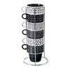 Image de Secret de Gourmet - Lot de 6 Mugs sur Rack "Ethnik" 26cl Noir & Blanc