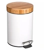 Image de Poubelle à pédale, Bambou / Métal, 3 L - Blanc