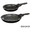 Image de Lot de 2 poêles et 1 poignée amovible - D 20/26 cm - Revêtement pierre