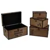 Image de Atmosphera - 4 Malles vintages design bois Factory - Marron - Factory