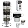 Image de 6 Tasse A Cafe + Support Metal Mug Love Deco