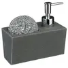Image de Distributeur de savon avec porte éponge - L. 14,5 cm - Gris
