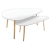 Image de Lot de 2 tables à café gigogne en Bois blanc et pieds bois naturel