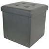 Image de Pouf coffre pliable PU assise capitonnée gris