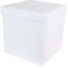 Image de Pouf coffre pliable PU assise capitonnée blanc