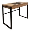 Image de - Bureau en métal et MDF - L. 100 x H. 74 cm - Noir et Beige - Industriel