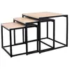Image de Tables carrées gigognes métal et bois (Lot de 3) noir