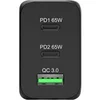 Image de CHARGEUR SECTEUR GAN 65 W AVEC 2 PORTS USB-C + 1 PORT USB + CABLE USB-C 2M NOIR