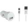 Image de Mini chargeur allume-cigare blanc usb 2a avec câble usb connectique lightning bigben