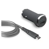 Image de Chargeur Allume Cigare 2.4A et Câble Micro-USB vers USB-A 1,2m Gris