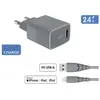 Image de Chargeur secteur USB A + Cable Lightning 1.2m Recycle Gris
