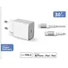 Image de Force Power Lite - Adaptateur secteur - avec câble USB-C vers Lightning, 100% plastique recyclé - 30 watt - 3 A - PD (USB-C) - Certifié MFI - blanc