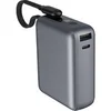 Image de Powerbank 10000mAh USB-A USB-C 30W avec Câble Intégré Charge Rapide Gris