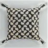 Image de Coussin déhoussable pompons 45x45 cm coton recycle or Tosane