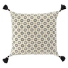 Image de Housse coussin pompons 40 x 40 cm coton imprimé or Floreor