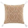 Image de Coussin déhoussable en coton et jute à motifs feuilles "Kalinda" - Beige - 40 x 40 cm